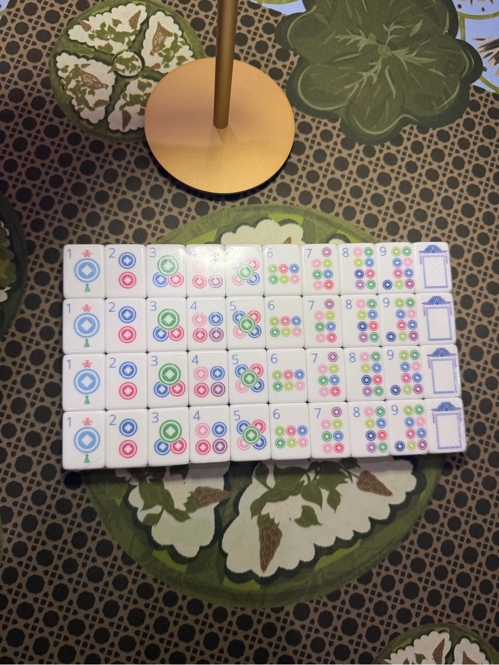 Green Mahjong Tiles Set - Pink & Blue Accents - Picture 7 of 16